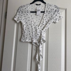 White Floral Crop Top